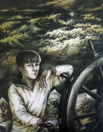 Макаров Александр Сергеевич. Юнга. Бумага, автолитография. 48х37. 1984. Государственный областной художественный музей `Либеров-центр`.