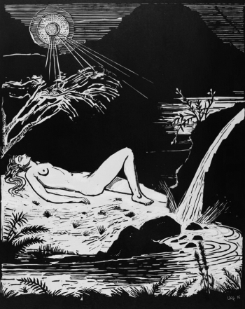 Абегян Мгер Манукович. Лилит. Бумага, линогравюра. 62,5х55. 1986. Государственный музей изобразительных искусств имени А.С.Пушкина.