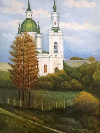 Бутюгов Александр Александрович. Екатерининский собор в Кингисеппе. Картон, масло. 59х42. 2003. Кингисеппский историко-краеведческий музей.