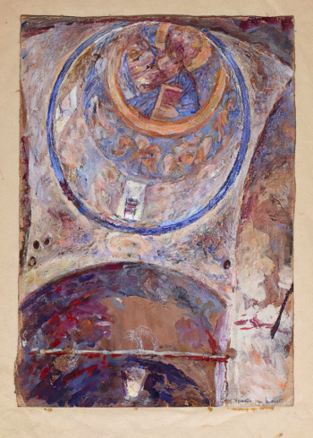 Оболенский Владимир Андреевич. Роспись купола. Картон, темпера. 36,7х26. 1940-е. Пермская государственная художественная галерея.