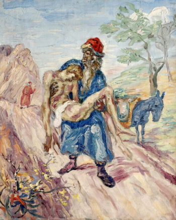 Романович Сергей Михайлович. Добрый самаритянин. Холст, масло. 63х51,5. 1940-е. Музей `Царскосельская коллекция`.