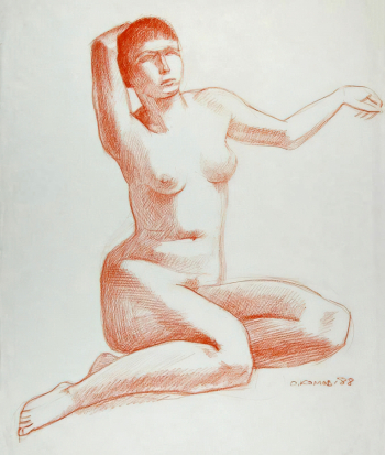 Комов Олег Константинович. Обнаженная. Бумага, сангина. 53,9х45,5. 1988. Ярославский художественный музей.