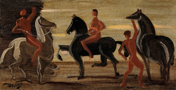 Андре Дерен. Всадники. Холст, масло. 16,8х32,5. 1946-1950. Частное собрание.
