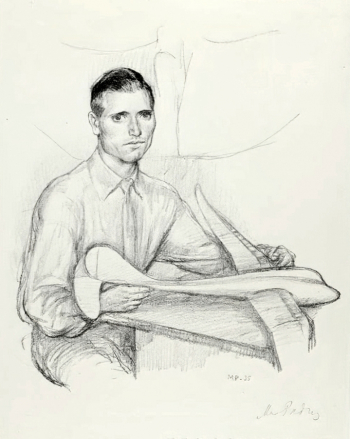 Родионов Михаил Семёнович. Авиамоделист. Бумага, литография. 47х31. 1930-е. Государственный музей изобразительных искусств имени А.С.Пушкина.
