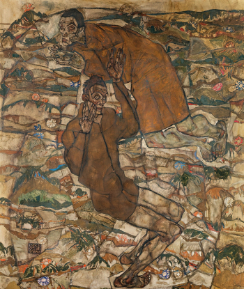 Эгон Шиле. Левитация (Слепые II). Холст, масло. 20х17,2. 1915. Музей Леопольда.