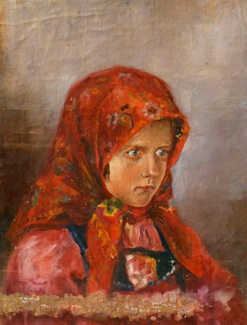 Фалилеев Вадим Дмитриевич. Девочка в русском костюме. Холст, масло. 36,2х27,3. 20 век. Пензенская областная картинная галерея имени К.А.Савицкого.
