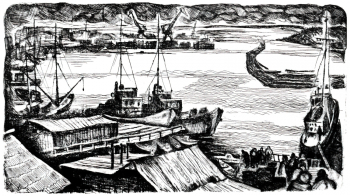 Борисевич Евгений Петрович. Лабытнанги. Бумага, офорт. 12х21. 1974. Краснокамская картинная галерея имени И.И.Морозова.