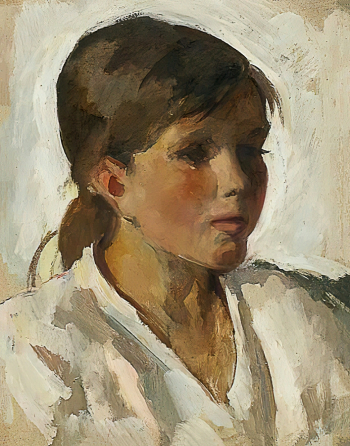 Корыгин Константин Николаевич. Портрет Настеньки. Картон, масло. 46х35. 1930. Музей изобразительных искусств Республики Карелия.