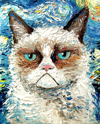 Ая Триер. Сердитая кошка (Grumpy Cat). Холст, масло. Частная коллекция.