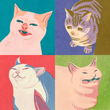 Неизвестный художник. Четыре мемных кота Апокалипсиса. Частная коллекция.