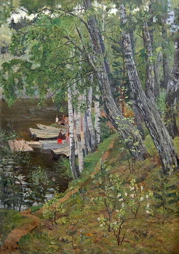 Волков Александр Васильевич. Берёзовая роща. Холст, масло. 151х110. 1953. Национальный художественный музей Республики Саха (Якутия).