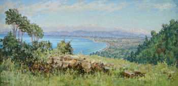 Москалёв Николай Иванович. Кобулетская долина. Холст, масло. 29,5х60. 1955. Липецкий областной краеведческий музей.