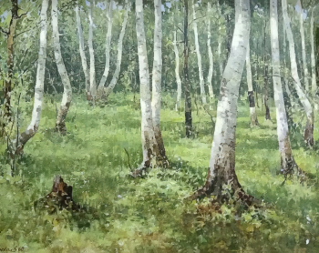 Москалёв Николай Иванович. Осень в берёзовой роще. Холст, масло. 55х69. 1960. Елецкий городской краеведческий музей.