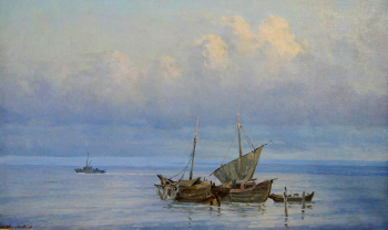 Москалёв Николай Иванович. Утро на море. Холст, масло. 44х74. 1952. Липецкий областной краеведческий музей.