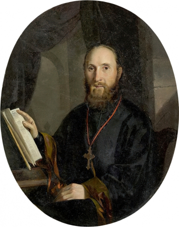 Рокачевский Афанасий Ефимович. Полковой священник. Холст, масло. 27,5х21,5. 1850-е. Государственный Эрмитаж.