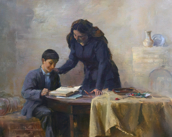 Кутателадзе Аполлон Караманович. Товарищ Сталин с матерью. Холст, масло. 70х88. Государственный музейно-выставочный центр РОСИЗО.