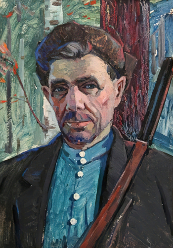Бронников Михаил Ефимович. Лесник Липецкий. Картон, масло. 70,3х49,5. 1960-е. Музей Природы и Человека.