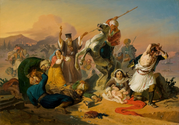 Худяков Василий Григорьевич. Бой христиан с турками. Холст, масло. 37,2х52,7. 1854. Вятский художественный музей имени В.М. и А.М. Васнецовых.