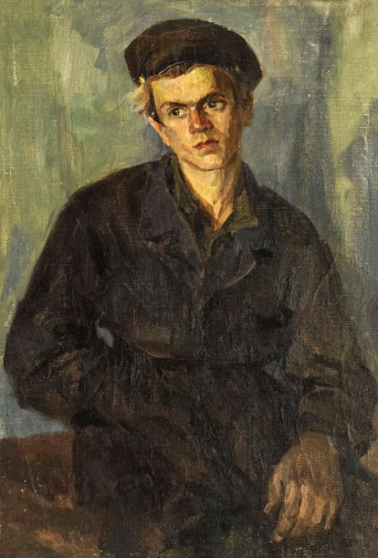 Соколов Николай Фёдорович. Ученик токаря (этюд). Холст, масло. 58х39. 1950-е. Оренбургский областной музей изобразительных искусств.