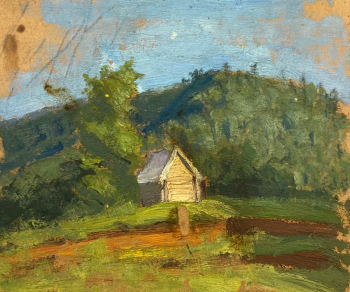 Успенский Тихон Васильевич. Сторожка. Картон, масло. 18х21,5. 1915-1916. Самарский областной художественный музей.