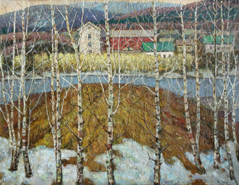 Карманов Анатолий Иванович. Окраины Новокузнецка. ДВП, масло. 70х90. 1960-е - 1970-е. Новокузнецкий художественный музей.