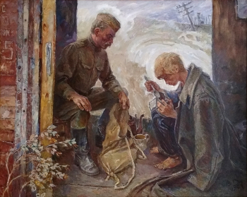 Кочергин Владимир Васильевич. В пути. Холст, масло. 100х126. 1987. Кабардино-Балкарский музей изобразительных искусств имени А.Л.Ткаченко.