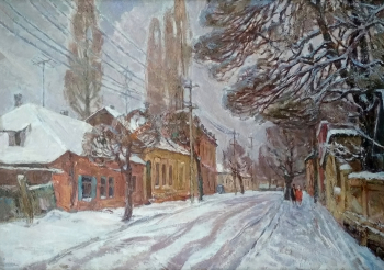 Кочергин Владимир Васильевич. Улица Свободы. Холст, масло. 70х100. 1983. Кабардино-Балкарский музей изобразительных искусств имени А.Л.Ткаченко.