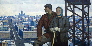 Шмаринов Алексей Дементьевич. Последний этаж. Холст, масло. 135х265. 1964. Ставропольский краевой музей изобразительных искусств.