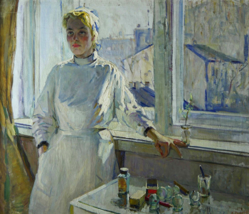 Руднев Леонид Иванович. Медсестра. Холст, масло. 96,5х120. 1964. Курская государственная картинная галерея имени А.А.Дейнеки.