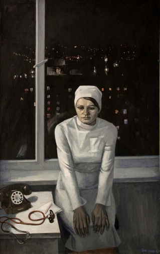 Такташев Хизбула Нурадинович. Медсестра. Холст, масло. 120х80. 2002. Волгоградский музей изобразительных искусств имени И.И.Машкова.