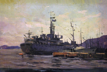 Булгаков Борис Павлович. Порт в Северодвинске. Холст, масло. 36х54. 1968. Картинная галерея (Красноармейск).