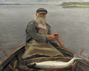 Румянцев Александр Яковлевич. Северодвинский рыбак. Холст, масло. 81х103. 1948. Художественная культура Русского Севера.