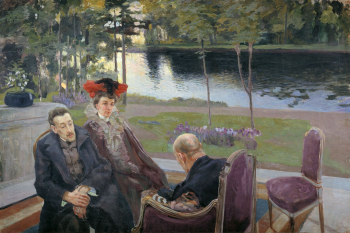 Демьянов Михаил Александрович. Борисов-Мусатов с семьей. Холст, масло. 138х212. До 1913 года. Калужский областной художественный музей.