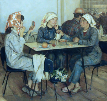 Костина Нина Васильевна. В заводской столовой. Холст, масло. 200х170. 1974. Костромской государственный историко-архитектурный и художественный музей-заповедник.