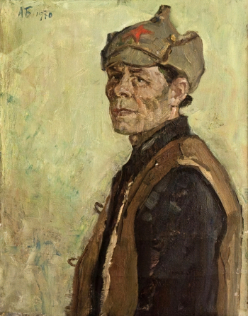 Бородин Алексей Иванович. Автопортрет в будёновке. Холст, масло. 66х51,5. 1970. Волгоградский музей изобразительных искусств имени И.И.Машкова.