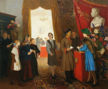 Миронов Николай Николаевич. Выборы на Кубани. Холст, масло. 240х285. 1950. Краснодарский краевой художественный музей имени Ф.А.Коваленко.