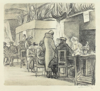 Родионов Михаил Семёнович. Выборы. Бумага, литография. 31,3х34,8. 1930-е. Государственный музей изобразительных искусств имени А.С.Пушкина.