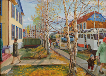 Тебетев Митрофан Алексеевич. Ханты-Мансийск. Центр. Холст, масло. 42х57. 1969. Музей Природы и Человека.