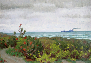 Муравлёв Николай Николаевич. На берегу Охотского моря. Картон, масло. 34,5х49. 1959. Музей изобразительных искусств (Комсомольск-на-Амуре).