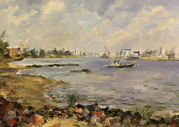 Вавржина Татьяна Викторовна. Роттердам, гавань. Холст, масло. 50х70. 2003. Калужский музей изобразительных искусств.