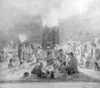 Штернберг Василий Иванович. Национальный праздник. Бумага, карандаш. 26,5х30. 1835-1845. Кологривский краеведческий музей имени Г.А.Ладыженского.