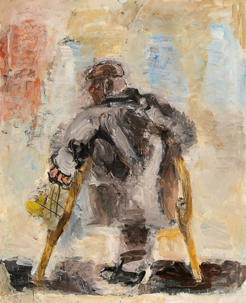 Никонов Павел Фёдорович. Инвалид. Картон, масло. 105х85. 1990. Тверская областная картинная галерея.