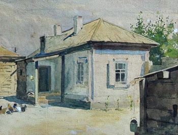 Белослюдов Виктор Николаевич. Семипалатинск. Улица Достоевского, 7 (дом Белослюдовых). Бумага, акварель. 33х40. 1913. Государственный объединенный музей-заповедник истории Дальнего Востока имени В.К.Арсеньева.