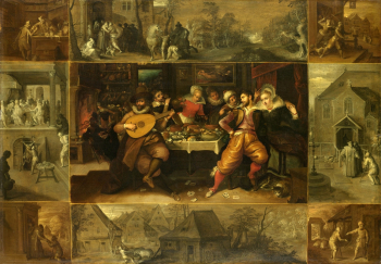 Франс Франкен Младший. История блудного сына. Доска, масло. 61х85. 1600-1620. Рейксмюсеум.
