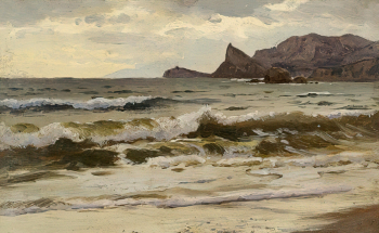 Орловский Владимир Донатович. Морской прибой. Холст на картоне, масло. 18х24. 19 век. Челябинский государственный музей изобразительных искусств.