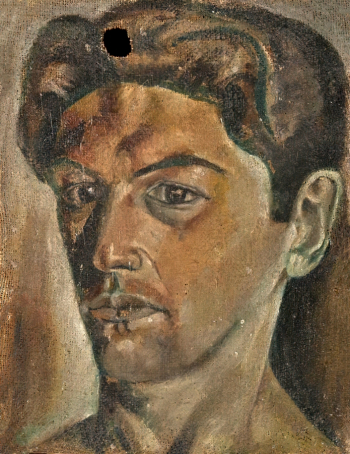Кабищер-Якерсон Елена Аркадьевна. Портрет молодого человека. Холст, масло. 27х20,3. 1920-е. Государственный Русский музей.