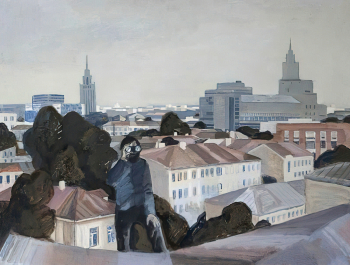 Любавин Анатолий Александрович. Смотрящий вдаль. Оргалит, темпера. 61,2х79,8. 1987. Государственный художественный музей (Ханты-Мансийск).