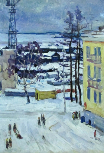 Тимарцев Виктор Семёнович. Белорецк растёт. Холст, масло. 48х30. 20 век. Белорецкая картинная галерея.