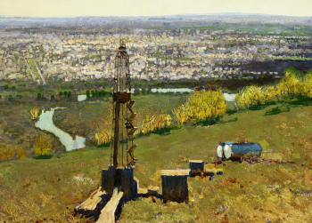 Кузнецов Николай Дмитриевич (1923-1974). Панорама Альметьевска. Холст, масло. 49,6х70. 1972. Национальный музей Республики Татарстан.