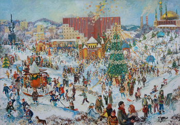 Бушурова Вера Игнатьевна. Альметьевск праздничный. Новый год. Холст, масло. 70х100. 2013. Альметьевская картинная галерея.